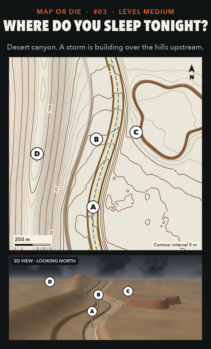 Map 03 · Desert canyon: WHERE DO YOU SLEEP TONIGHT?